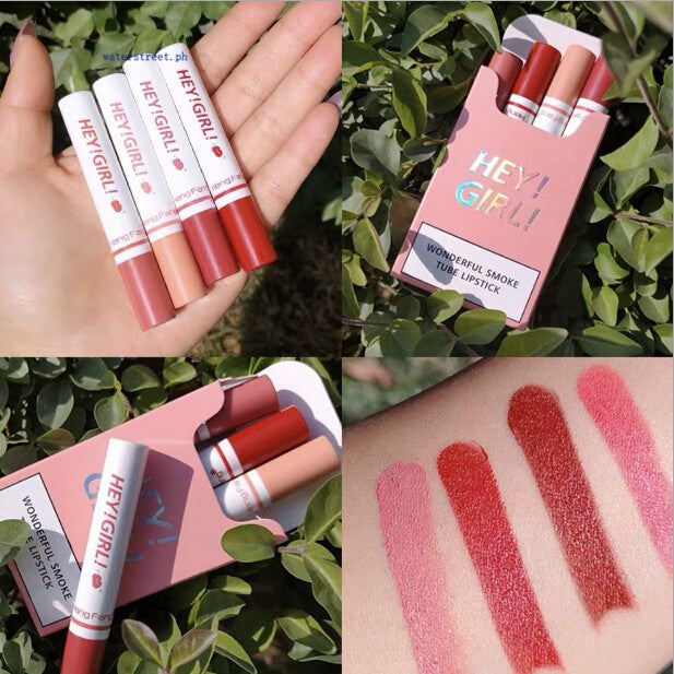 Heng Fang Hey Girl Smoke Tube Matte Lipstick 4Pcs - Zaib Store