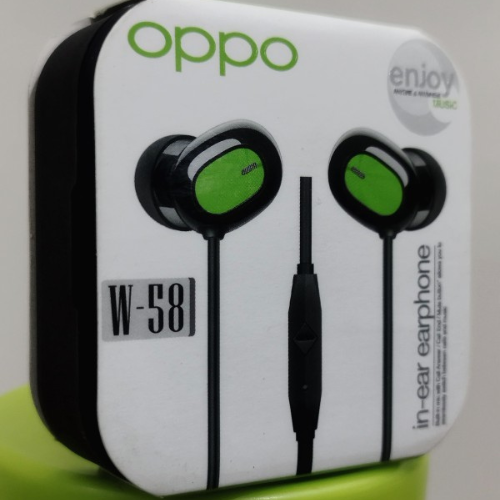 Oppo W-58 Wired Earphones With Mic, 3.5mm Audio Jack, Enhanced Bass With 10mm Dynamic Drivers - Zaib Store